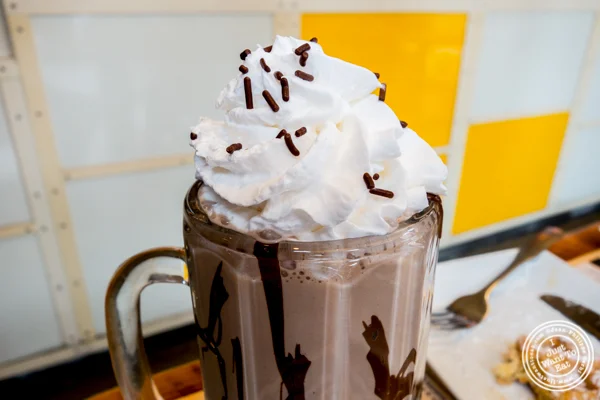 Banana and nutella milkshake at Wafels and Dinges in the East Village, NYC, NY