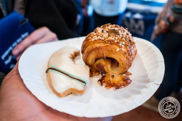 Mini-Everything ham and cheese croissant and surfboard shortbread from Rockaway Beach Bakery