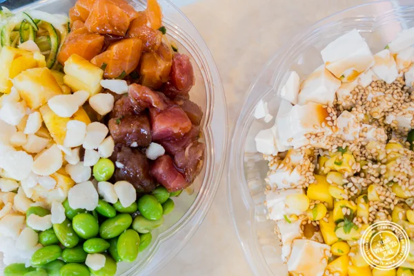 Poke bowls at Makai Poke Co in Hoboken, NJ