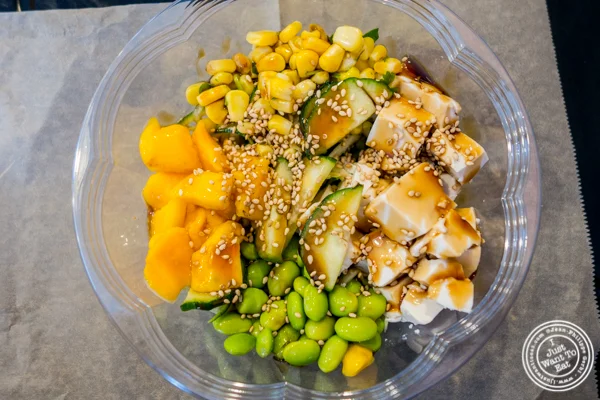 Tofu bowl at Makai Poke Co in Hoboken, NJ
