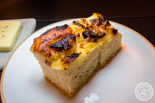 Focaccia bread at Cut by Wolfgang Puck in TriBeCa, NYC