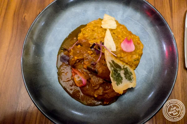 Braised lamb at Indian Accent in NYC, NY