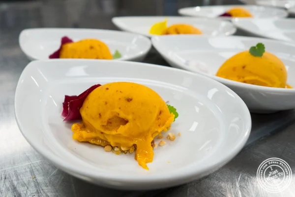Mango sorbet at Indian Accent in NYC, NY