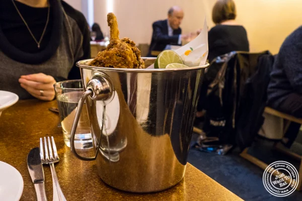Habanero fried chicken bucket at Momofuku má pêche in NYC, NY