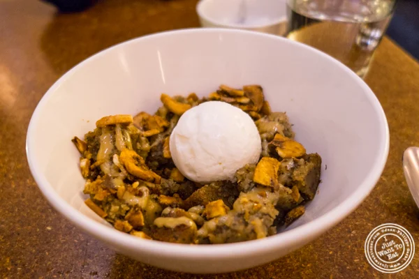 Banana bread pudding at Momofuku má pêche in NYC, NY