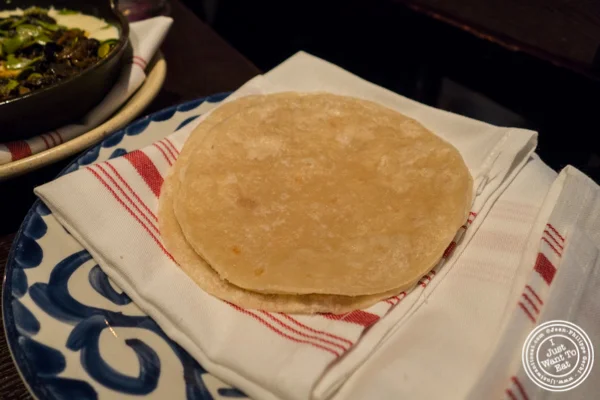 Tortilla for melted cheese at Empellon Taqueria in NYC, NY