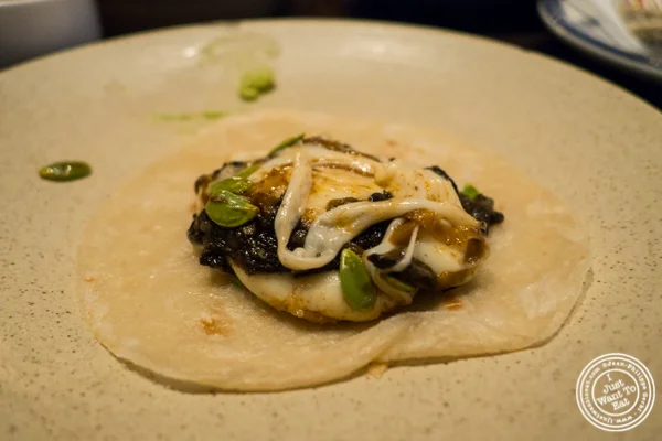 Melted cheese with black trumpets mushrooms at Empellon Taqueria in NYC, NY