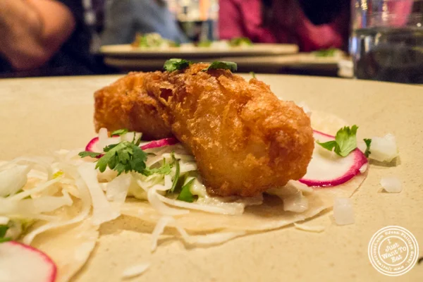 Fish tacos at Empellon Taqueria in NYC, NY