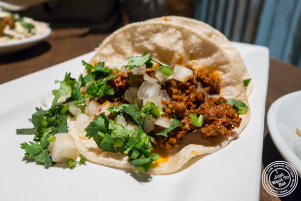 Chorizo picado taco at Habanero Blues in NYC, NY