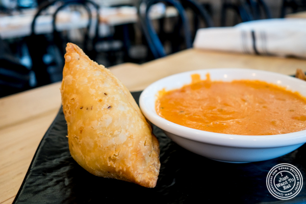 Vegetable samosa at Badshah Modern Indian in Hell's Kitchen