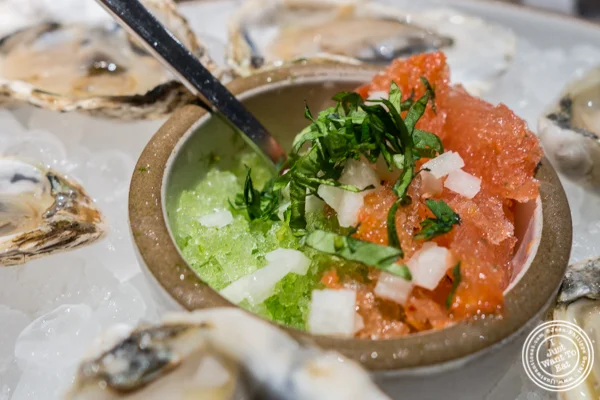 Oysters with sangrita at Cosme in NYC, NY