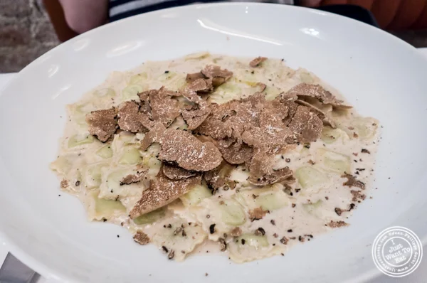 Ravioli with truffle at Mamo NYC in Soho