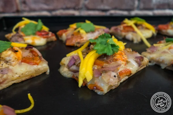 Mojito lime shrimp and mango grilled pizza at The Grilling University with McCormick
