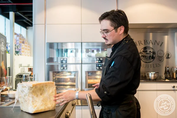 Chef Ken talking about grana padano at Urbani Truffle Lab in NYC, NY