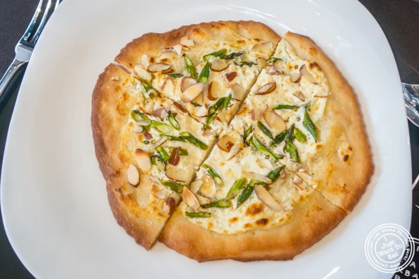 Truffle asparagus pizette at Urbani Truffle Lab in NYC, NY