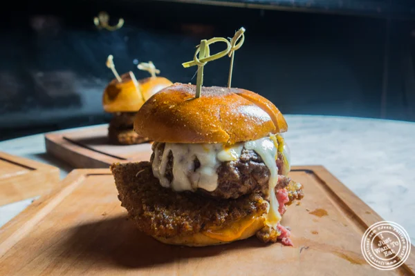 Mozzarella burger at The Bedford in Williamsburg, Brooklyn, NY