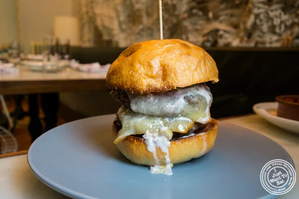 El Doble burger at El Quinto Pino in Chelsea, NYC