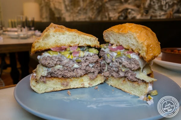 El doble burger at El Quinto Pino in Chelsea, NYC