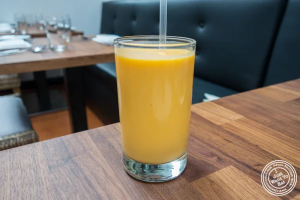 Mango lassi at Imli Urban Indian Food on the Upper East Side, NYC