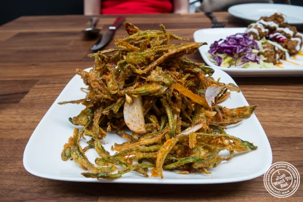 Crispy okra at Imli Urban Indian Food on the Upper East Side, NYC