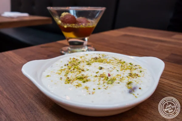 Kheer or rice pudding at Imli Urban Indian Food on the Upper East Side, NYC