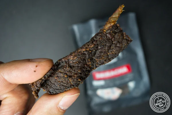 Tasting kitchen Sriracha Beef Jerky from People's Choice Beef Jerky 
