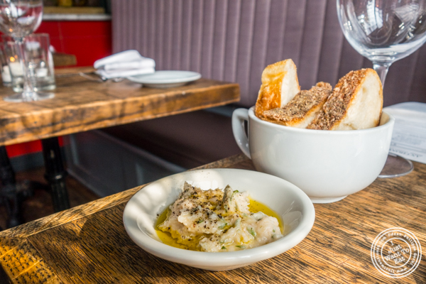 Bread and bean spread at Anthony David's in Hoboken