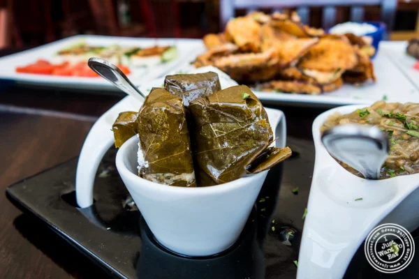 Stuffed grape leaves at Greek Town in Hoboken, NJ