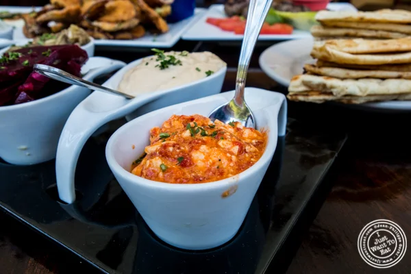 Spicy feta dip at Greek Town in Hoboken, NJ