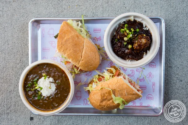 Selection of dishes at The Gumbo Bros in Brooklyn
