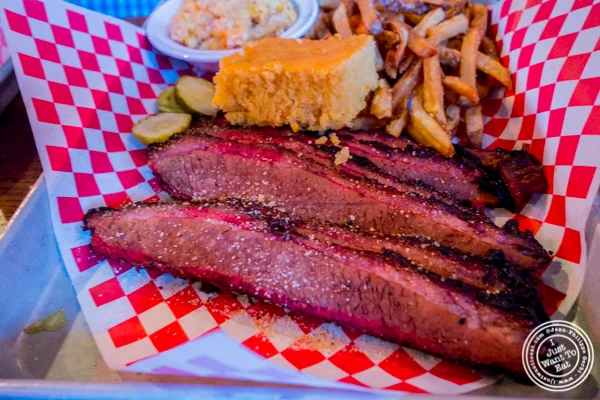 Brisket at Northern style ribs at Brother Jimmy's BBQ in NYC