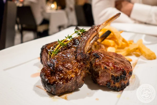Lamb chops with fries at Estiatorio Milos in Midtown Manhattan