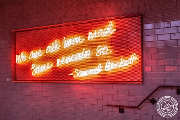 Quote from Samuel Beckett at Burger and Lobster in Times Square