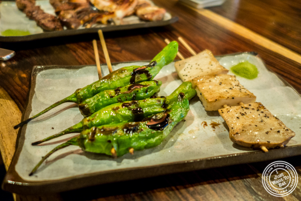 Vegetarian yakitori at Amami in Greenpoint, Brooklyn 
