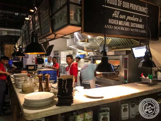 Kitchen at Jamie's Pizzeria at The Ambience Mall in Gurgaon, India