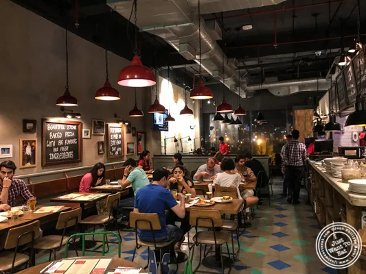 Dining room at Jamie's Pizzeria at The Ambience Mall in Gurgaon, India