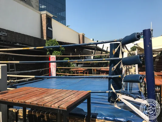 Boxing ring at Soi 7 Pub & Brewery at The Cyber Hub in Gurgaon, India