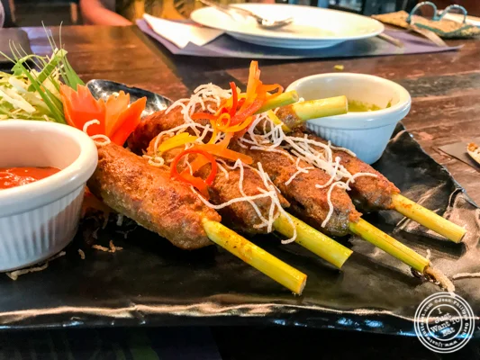 Thai lamb skewers at Soi 7 Pub & Brewery at The Cyber Hub in Gurgaon, India