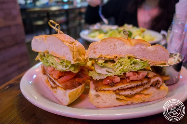 Fried chicken sandwich at Printers Alley in NYC, NY