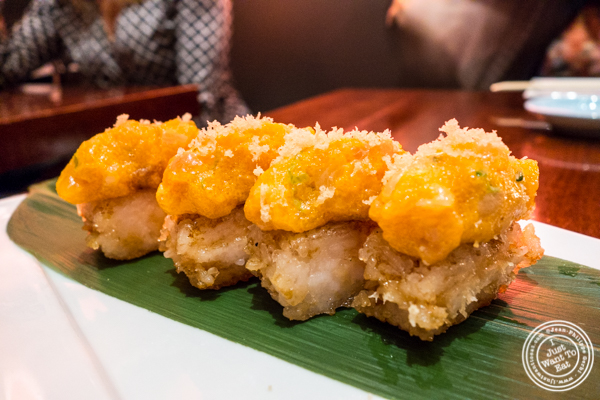 Crispy rice with yellowtail tartare at Koi Bryant Park 