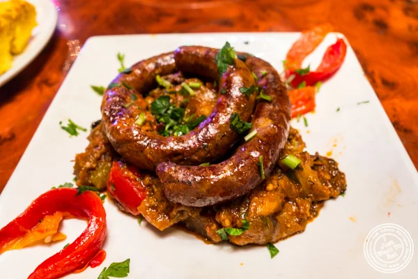 Merguez with Shekshouka at Tagine in NYC, NY