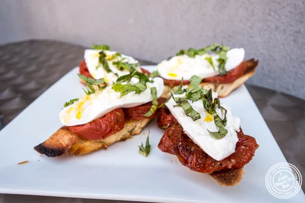 Crostini di Burrata e Pomodoro at Otto Strada in Hoboken, NJ