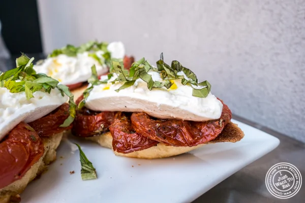 Crostini di Burrata e Pomodoro at Otto Strada in Hoboken, NJ