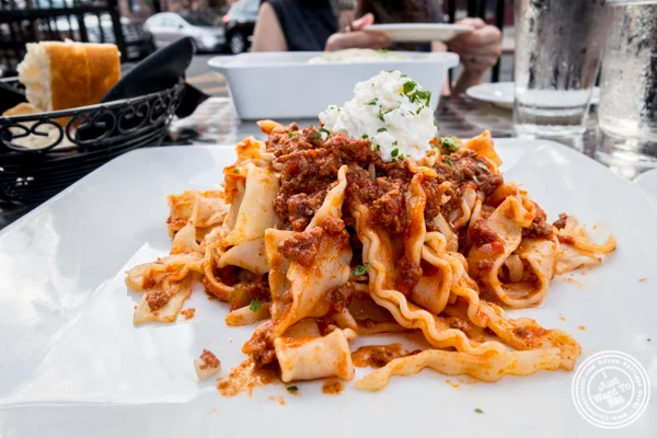 Mafaldine alla bolognese at Otto Strada in Hoboken, NJ