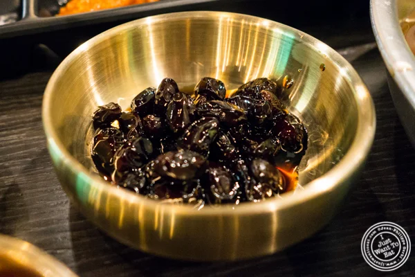 Caramelized black beans at Dons Bogam Black in NYC, NY