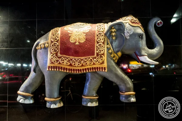Elephant on outside wall at Vatan in Murray Hill, NYC, NY