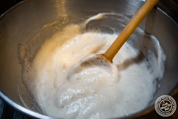 Incorporate the egg whites into the banana purée