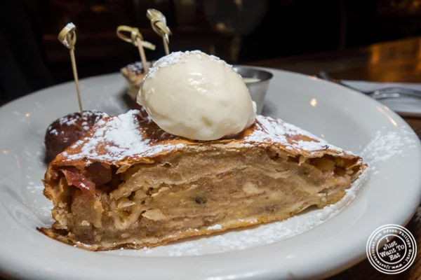 Apple strudel a la mode at Hudson Hall in Jersey City, NJ