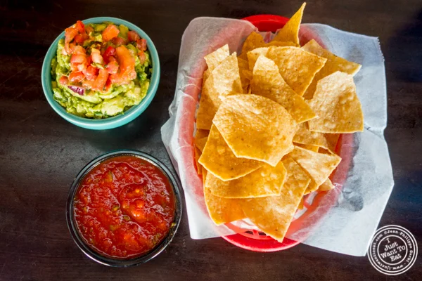 Guacamole, salsa and chips at El Original in Hell's Kitchen, NYC