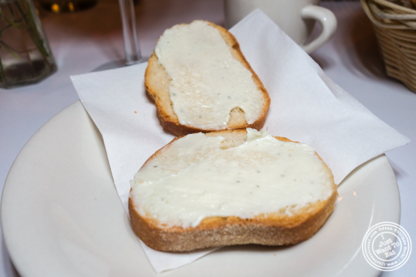 Gorgonzola and mascarpone toasts at Basta Pasta in Chelsea, NYC